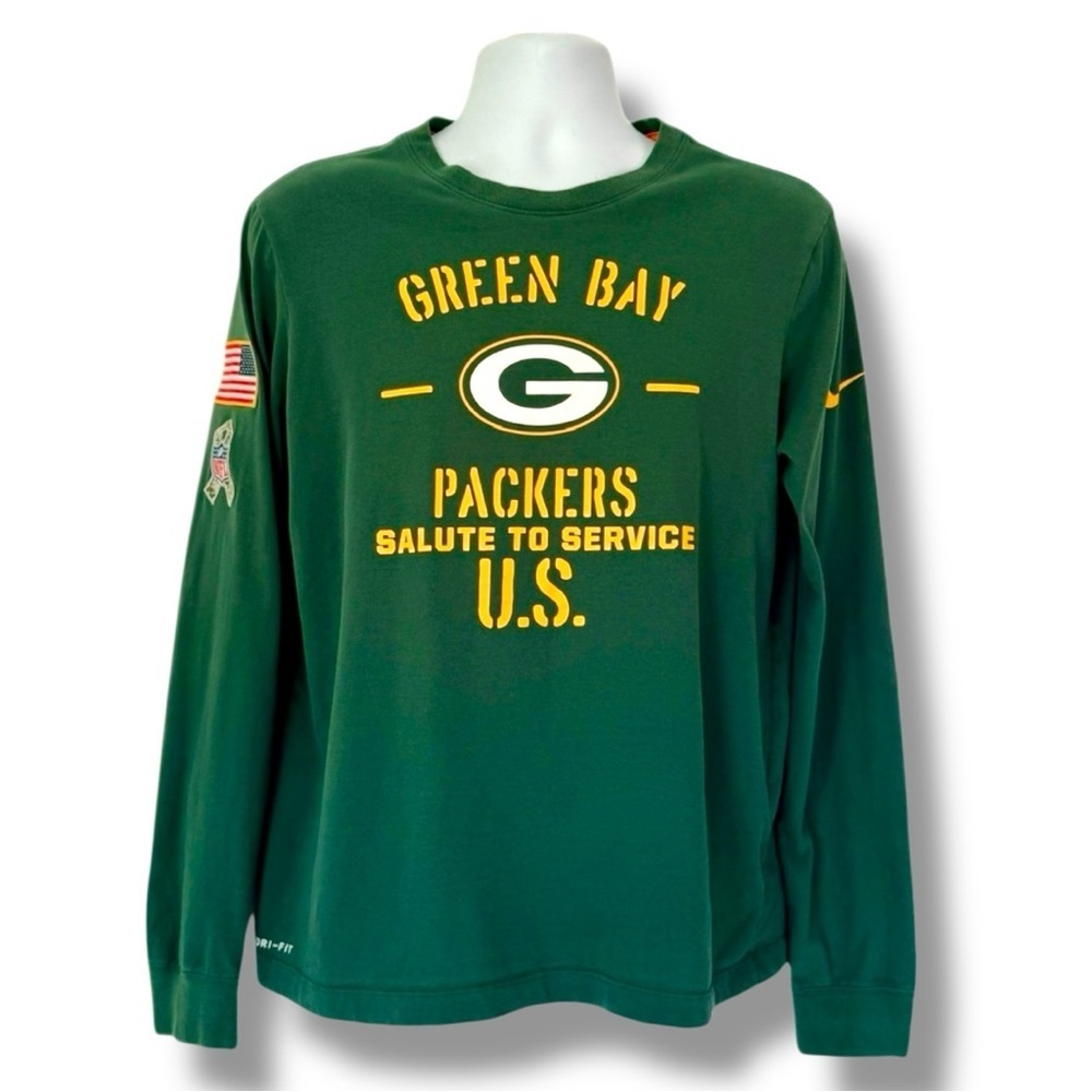 Green Bay Packers Nike Dri-Fit Long Sleeve Salute to Service Shirt Medium